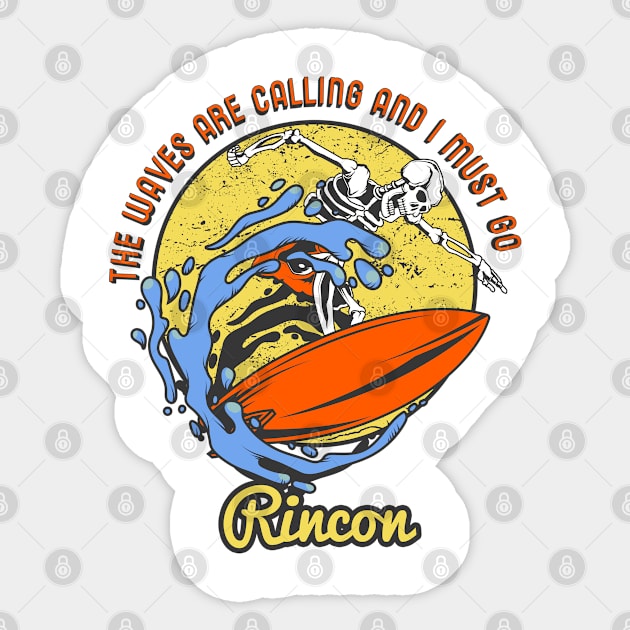 Rincon skeleton surfer Sticker by LiquidLine